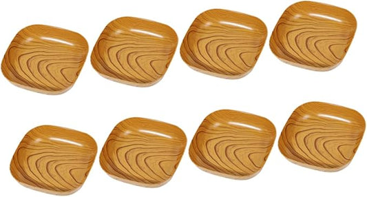 Veemoon Square Wood Bread Dipping Plate - Natural Palm Leaf Dinnerware for Appetizers and Snacks