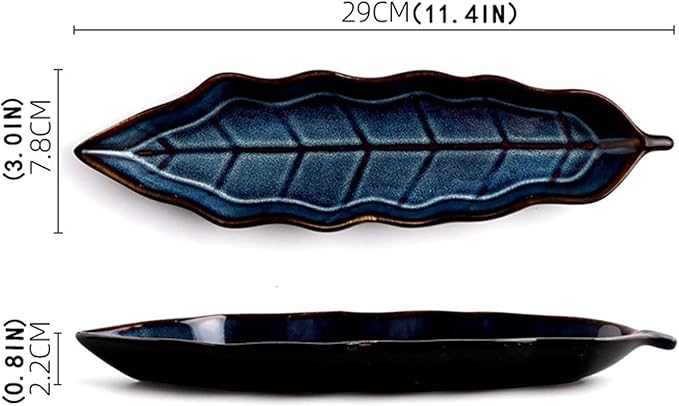 Snack Plate Ceramic Appetizer Plate Fast Food Plate Sushi Plate Fruit Set Plate Leaf-Shaped Tableware Snack Plate Sauce Plate Snack Tray (Color : B)