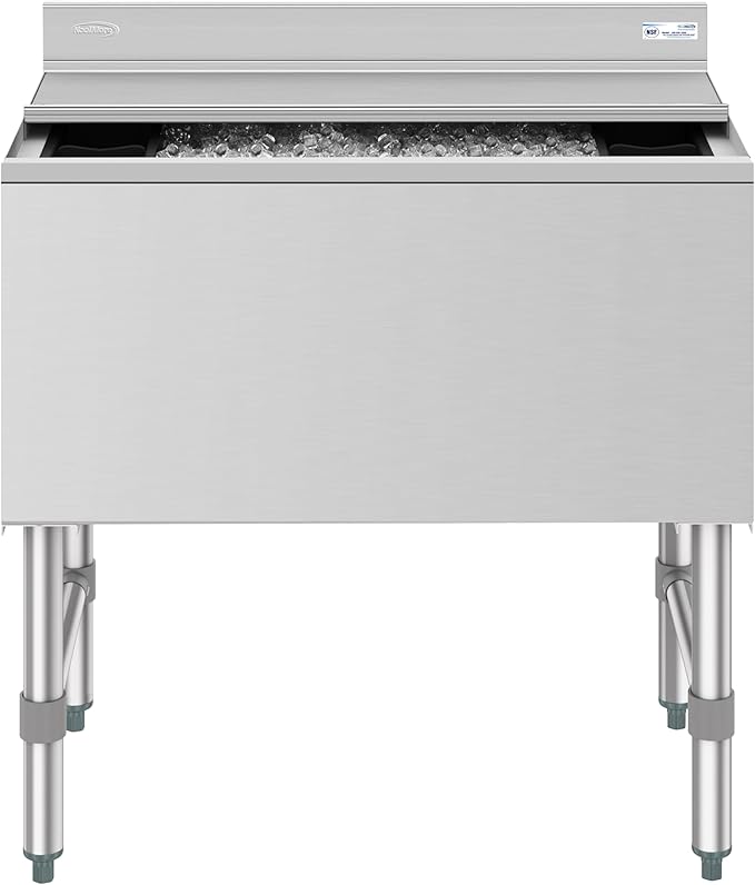 KoolMore 30 Inch Commercial Stainless Steel Underbar Ice Bin with Siding Lid, NSF Certified (KM-UIB-1830)