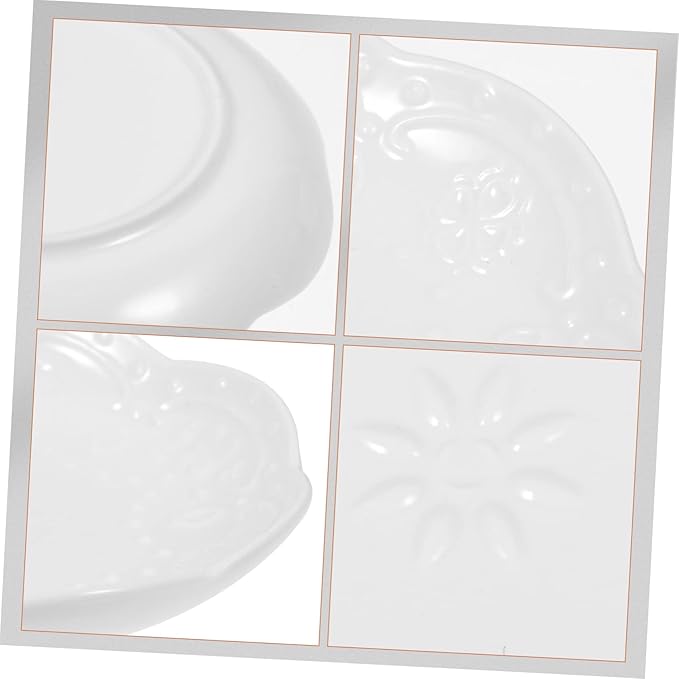 OUNONA 2sets Embossed Ceramic Sauce Dishes Appetizer Plates for Dipping for Soy Sauce Seasonings and Snacks Dishwasher Microwave Safe Elegant Design 2pcs*2