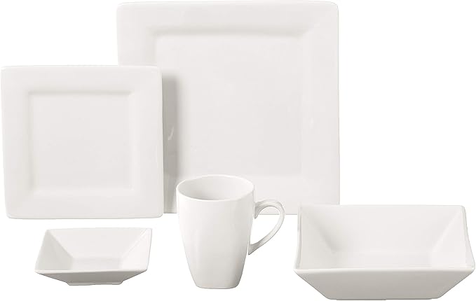 10 Strawberry Street Nova Square 40 pc Dinnerware Set, Cream White