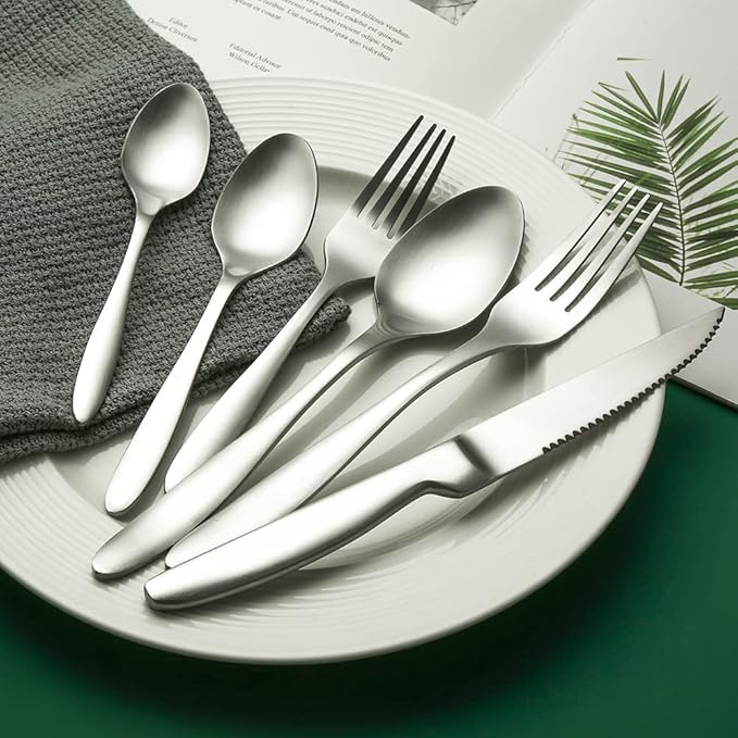 Stainless Steel Flatware serving set,Home Kitchen Eating Tableware Set,Dishwasher Safe,For Home Kitchen Restaurant Hote 5/20/30/40/50/60pcs Stainless Steel Knife, Fork And Spoon Hotel Household Tablew