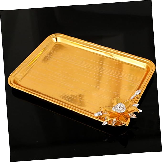 PRETYZOOM Decorative Metal Serving Tray for Snacks and Beverages Small Organizer for Parties Home and Restaurants Elegant Food Display and Storage