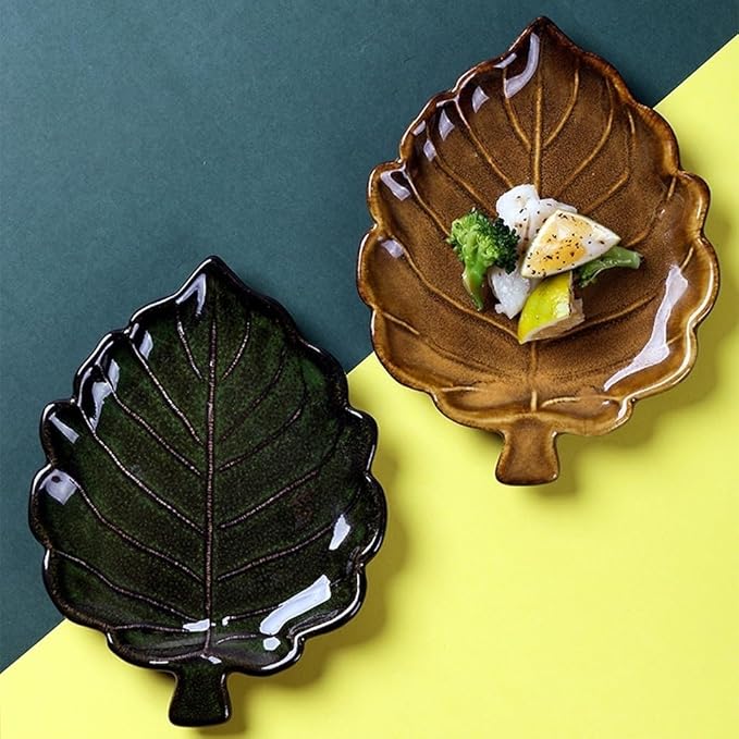 FAREWELL Dipping Bowls Snack Plate Appetizer Ceramic Plate Unique Condiment Plate Snack Plate Leaf-Shaped Small Plate Fruit Dessert Plate 5pc Appetizer Bowls (Color : C)