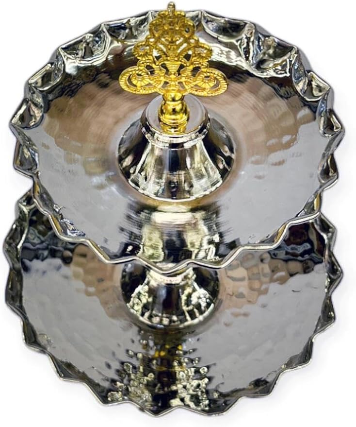 Mini Copper Tiered Serving Tray, Decorative Dessert Stand for Appetizers, Candies, and Treats, Silver Finish, 10 x 15 cm - Multicolor, One Size