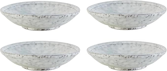 47th & Main Glazed Set of 4 Ceramic Serving Dishes Appetizer Plates, 6.5" Diameter x 1.5" Tall, Speckled