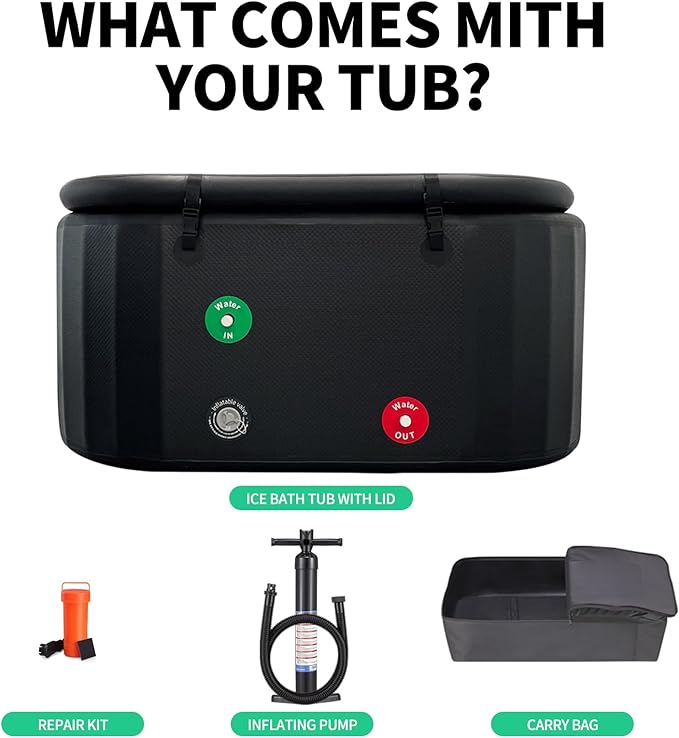 216 Inflatable Cold Plunge Tub with Insulated Lid,Ice Bath Tub for Athletes, Compatible with ice bath chiller Portable for Outdoor & Indoor Recovery