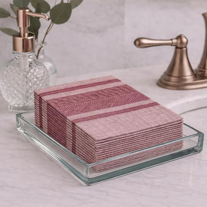 Made in Italy Linen-Feel Disposable Guest Towels - Premium Airlaid Cloth-Like Bathroom Napkins, Soft & Absorbent Luxury Hand Towels, Elegant Dinner Napkins for Parties