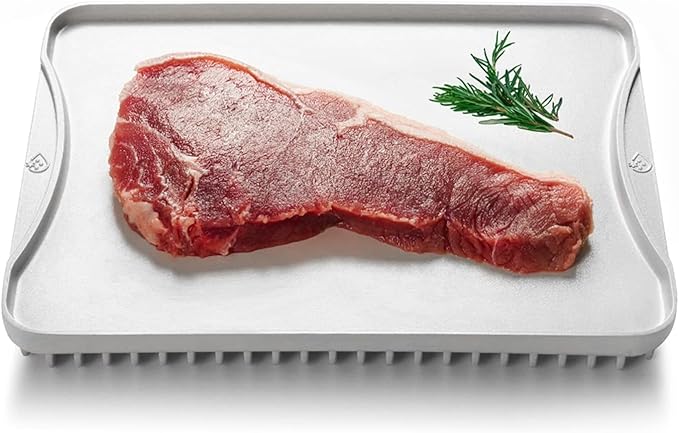 Aluminum Defrosting Tray for Frozen Meat -Large Silver Defrosting Tray Fast Thawing Plate for Meat, Fish