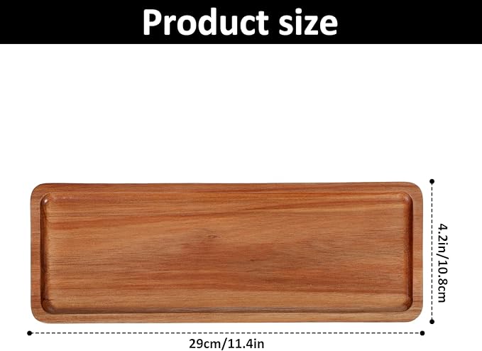 Small Wooden Tray Wooden Platters Rectangular Mini Serving Tray 11.4 x 4.2 inch Mini Charcuterie Boards Small Cheese Board for Food Countertop Organizer for Coffee Tables Dessert Snack Fruit