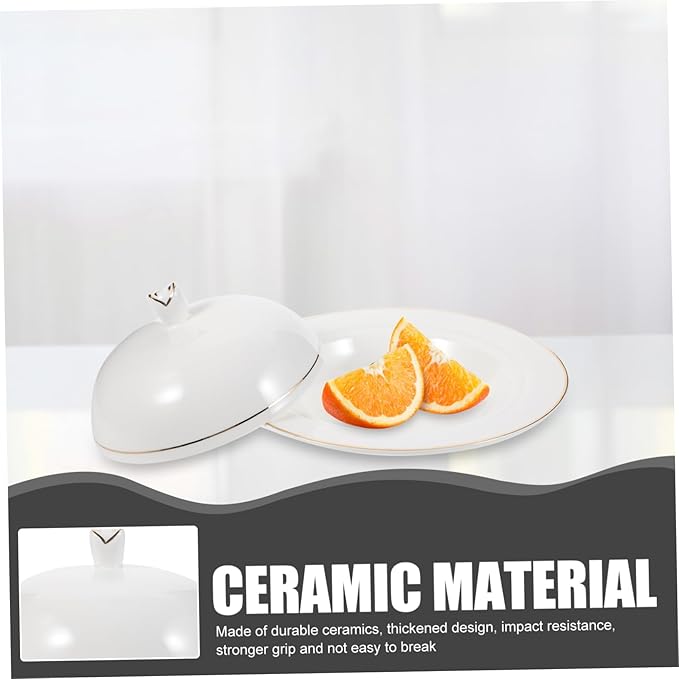 Ceramic Serving Plate with Dome Cover Elegant Decorative Dish for Steak Pasta and Appetizers for Weddings Gatherings and Daily Use