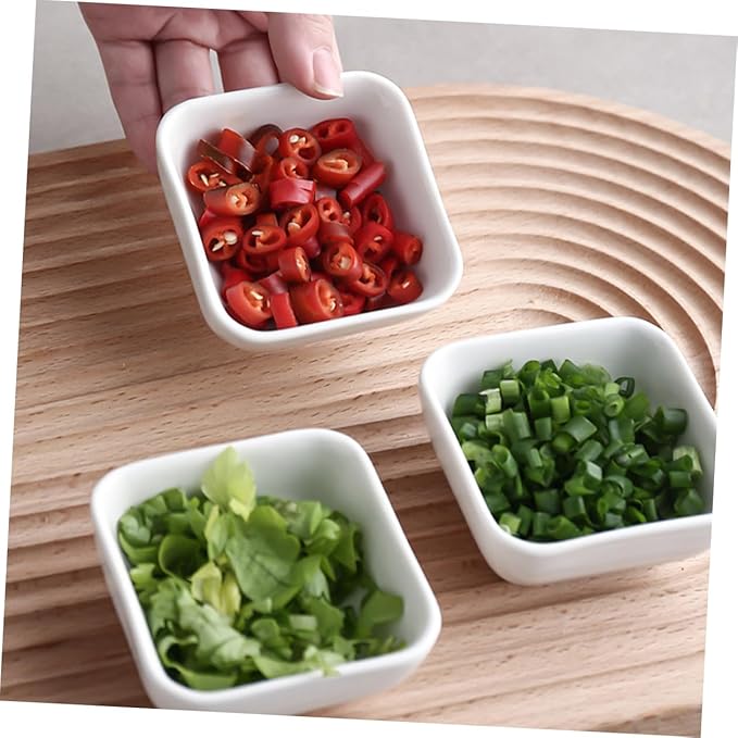 8pcs Heavy Duty Ceramic Appetizer Plates Sauce Dishes for Dipping Spice Bowl Kitchen Supplies