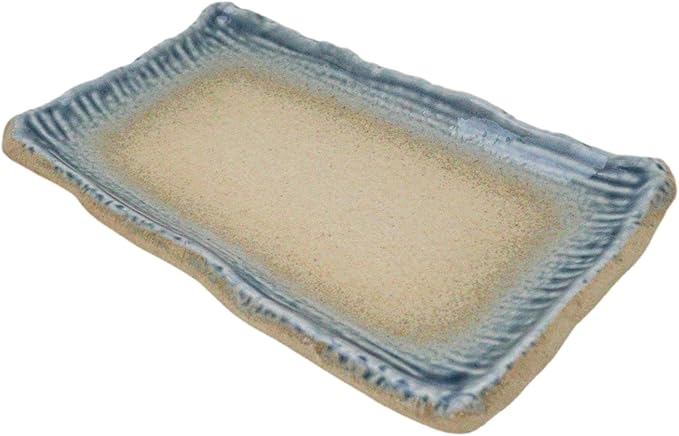 Ebros Gift Artistic Blue River Ao Nagashi Collection Dinnerware Serveware Kitchenware Set Asian Japanese Restaurant Supply (Pack Of 5 Rectangular Wavy Sushi Plates)