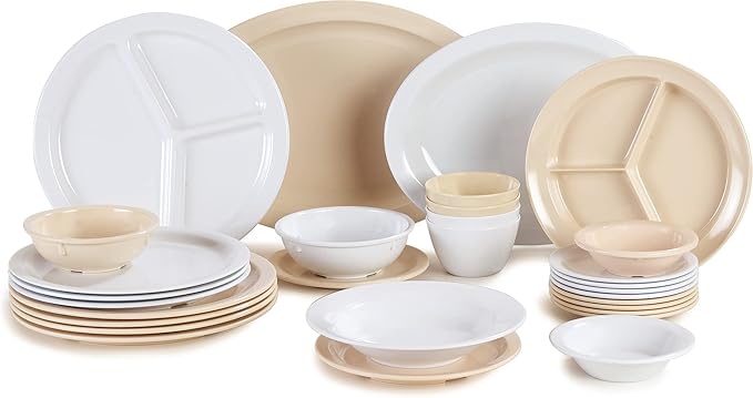 Carlisle FoodService Products Kingline Reusable Plastic Plate Appetizer Plate for Home and Restaurant, Melamine, 5.5 Inches, Tan, (Pack of 48)