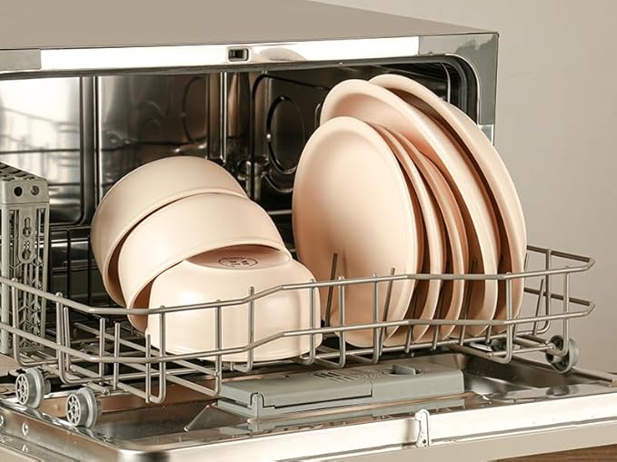 Plates and Bowls Sets, 12 Piece Ceramic Stoneware Dinnerware Set for Family and Gatherings, Dishes Set for 4, Dishwasher & Microwave Safe, Handcrafted Dishware Sets, Terracotta White