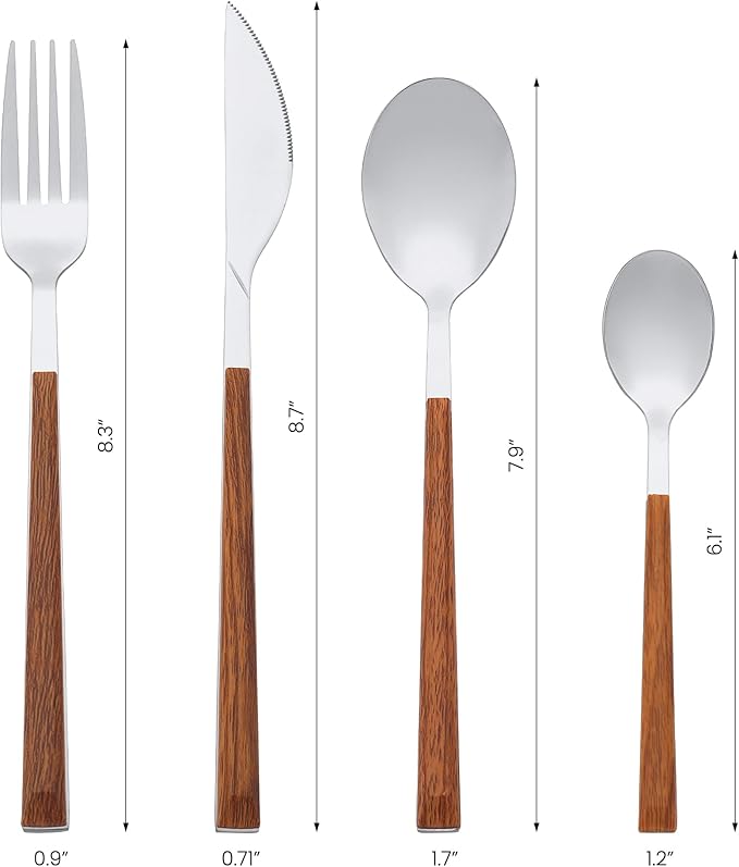 4 Piece Silverware Set, Stainless Steel Flatware, Mirror Polished Cutlery Set with Knife, Serving Utensils Set for Kitchen Eat 4 PCS Silver