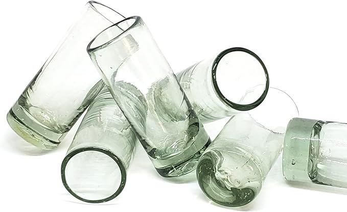 MexHandcraft Clear 2 oz Tequila Shot Glasses (set of 6), Recycled Glass, Lead-free, Toxin-Free (Shot)