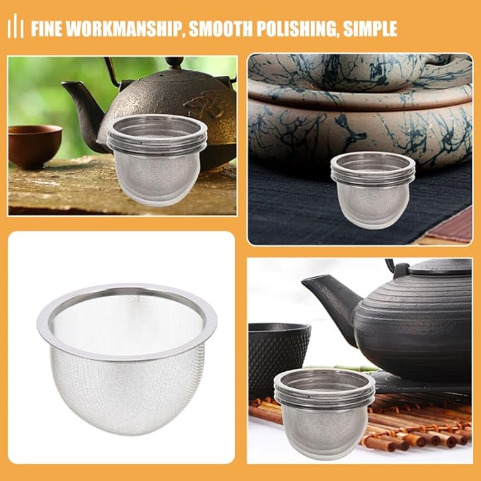 IMIKEYA 4pcs Stainless Steel Tea Filter Metal Teapot Replacement Mesh Strainer Insert Tea Infuser Cup For Coffee Tea Maker Coffee Brewers 8.5cm