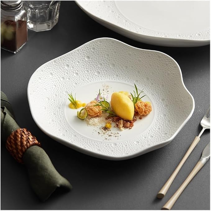 Dining Plate, Household Vegetable Plate Simple Ceramic Tableware Salad Dessert Large Bowl Noodle Soup Bowl,Kitchen Plates(14inches)