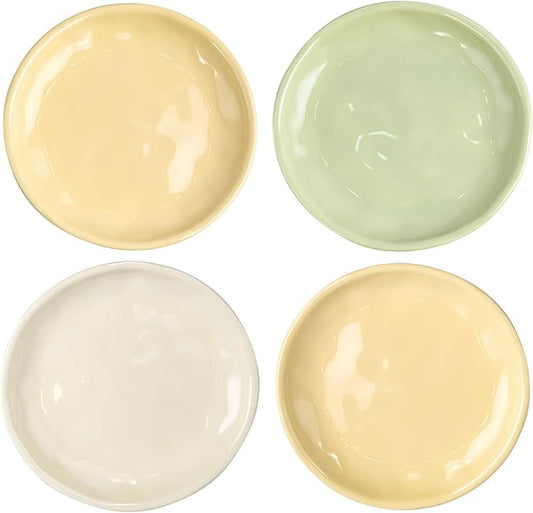 6 Inch Ceramic Appetizer Plates, Small Dinner Plates for Portion Control, Multi-Use for Desserts, Salads, Snacks, Microwave & Dishwasher Safe (4)