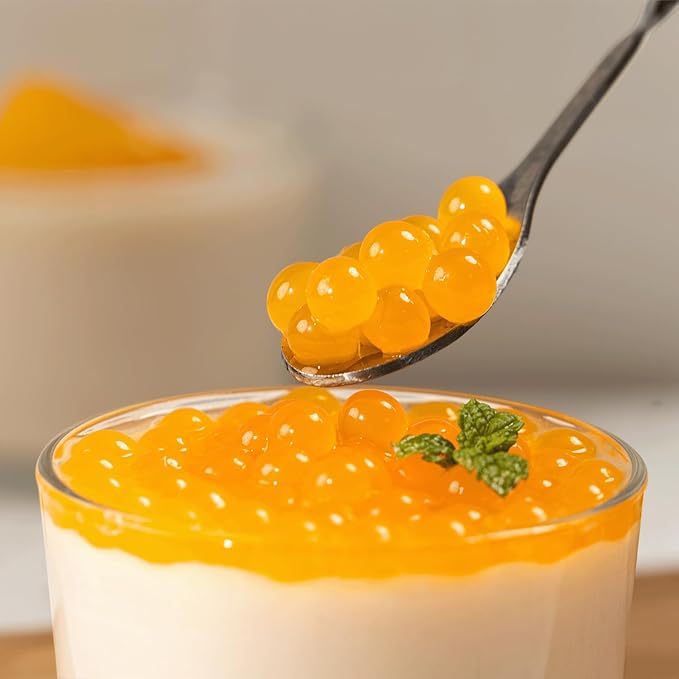 Tea Zone [2 Pound] Mango Popping Pearls for Boba Tea Beverages, Sweets, Ice Cream Topping - B2051 (2.0lb)