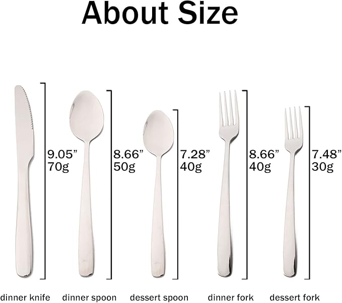 20pcs 304 Stainless Steel Silverware Set with Dessert Spoons Forks Set, Elegant Utensils Cutlery Set, Mirror Serving Flatware Set, Service for 4, Dishwasher Safe