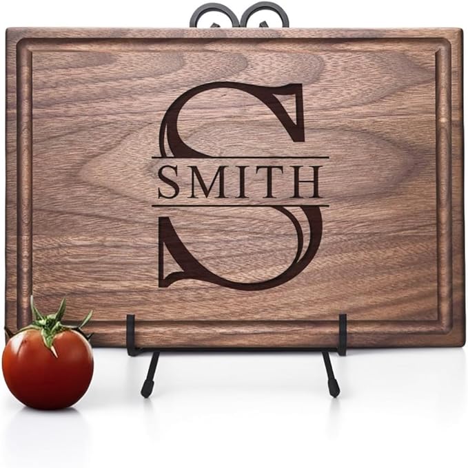 Personalized Cutting Board, Custom Wedding, Anniversary or Housewarming Gift Idea, Wood Engraved Charcuterie, for Friends and Family Initial Monogram Design 008