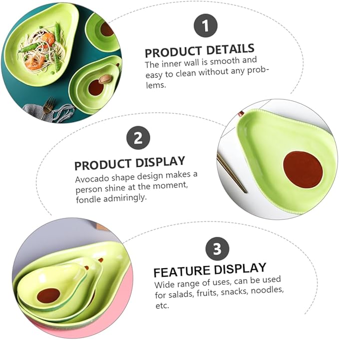 1Pc Avocado Shape Ceramic Serving Plate Creative Food Container for Appetizers Desserts and Salads for Parties Gatherings and Restaurants Lightweight Design