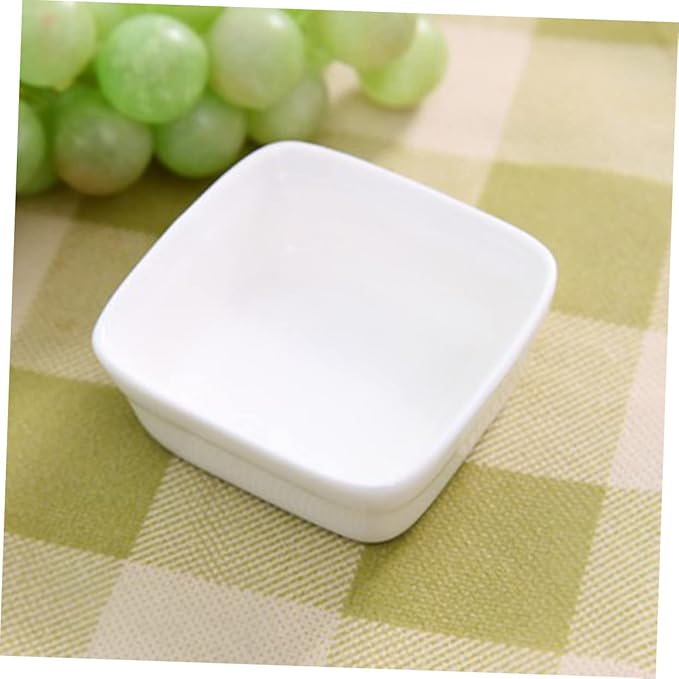 2PCS White Ceramic Dipping Dishes Square Seasoning Sauce Plates for Condiments Appetizers and Desserts Elegant and Stackable Kitchen Serving Bowls