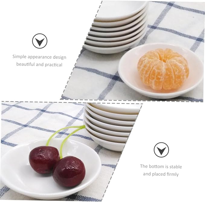 GLEAVI 6pcs Ceramic Condiment Dish Small Plates for Sauces Snacks and Dips Elegant Tableware for Home Restaurants and Parties