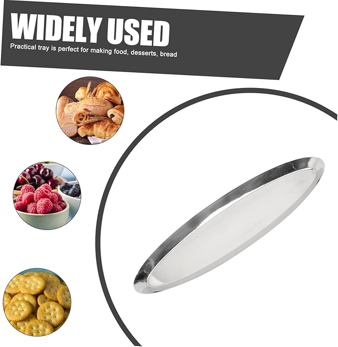 Stainless Steel Oval Snack Plate Heat-Resistant Food Serving Tray Sturdy Japanese Style Dish for and Appetizers for Parties and Restaurants
