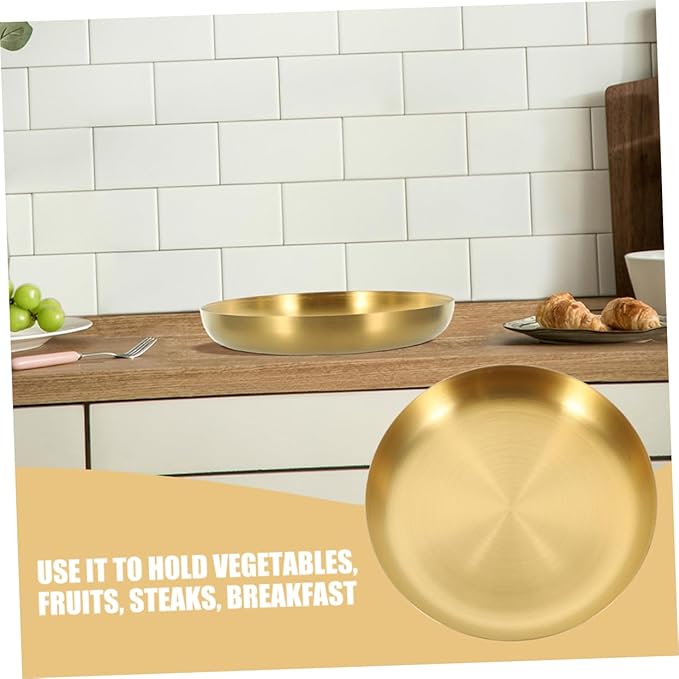 Cabilock Stainless Steel Serving Tray Large Steel Tray Steak Plate Sizzle Platter Food Serving Plate