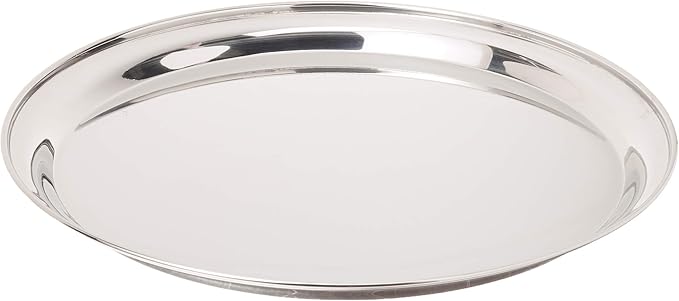 Libertyware 16 Inch Round Stainless Steel Serving Tray, Silver