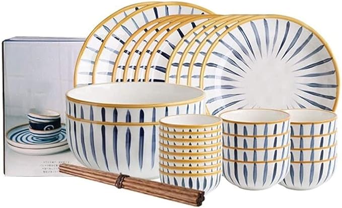 Porcelain Dinnerware Set, 28 Pieces Japanese Style Ceramics Dinner Sets | Plate/Bowl - Tableware Combination Set for Restaurant, White