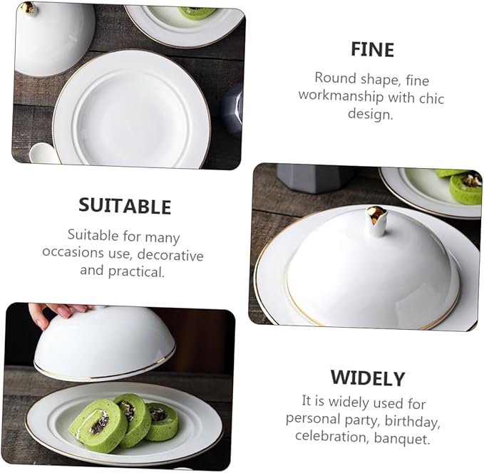 OUNONA Household Ceramic Plate Lid Dinner Plate Smooth Edges for Versatile Use