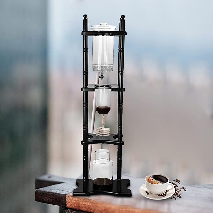 Ice Dripper Coffee Maker, 67.63 oz Cold Brew Coffee Tower with Built-In Glass Filter Core and V-Shaped Spout, Adjustable Speed & Extraction Time Manual Ice Drip Coffee Maker For Cafes Parties