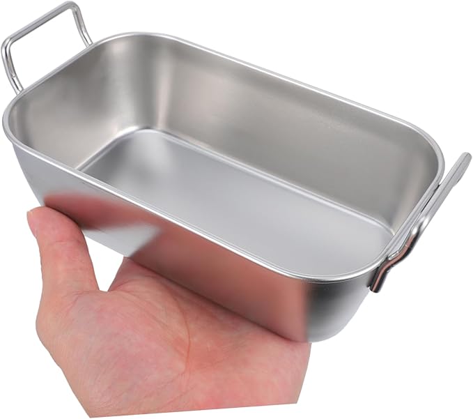 Unomor 5sets Stainless Steel Food Trays with Handles Serving Dish for French Fries Snacks and More for Kitchen Parties and Outdoor Grilling 2pcs*5