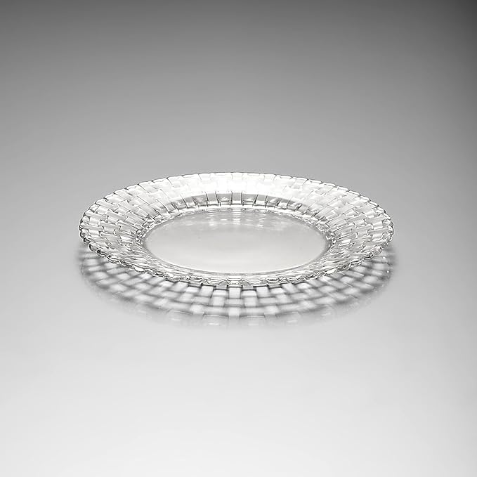 Nachtmann Bossa Nova Collection Set of 2 Dinner plates | Crystal Glass Salad, Pasta, and Appetizer Plates 10.5 Inch Clear Dinnerware | Dishwasher Safe