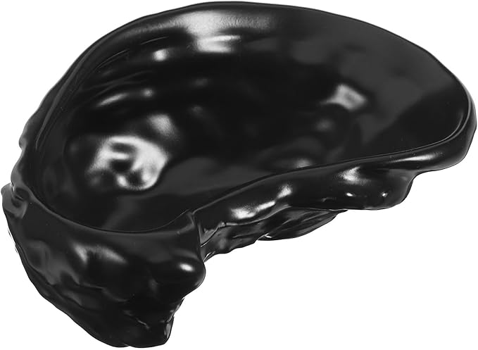 Luxshiny Ceramic Oyster Shell Plate Matte Black, Food-grade Ceramic Appetizer Dish for Seafood, Sushi, and Dessert Serving in Home Dining