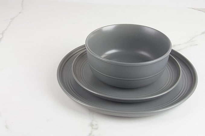 Double Line 6.25"/24 oz Cereal Bowl, Set of 6, Matte Gray