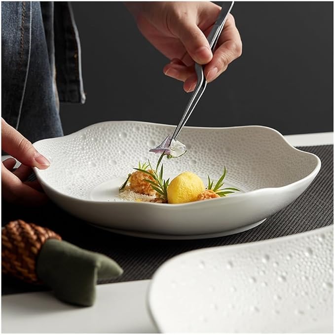Dining Plate, Household Vegetable Plate Simple Ceramic Tableware Salad Dessert Large Bowl Noodle Soup Bowl,Kitchen Plates(14inches)