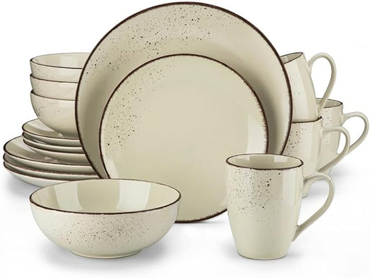 16-Piece Stoneware Ceramic Dinnerware Set with Dinner Plate Dessert Plate 800ml Bowl Mug Tableware Set