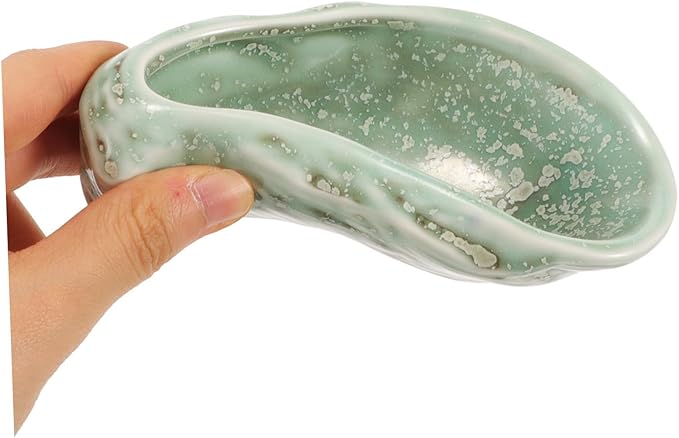 Garneck Oyster Shell Shape Ceramic Plate Sushi Serving Dish for Dinner Decorative Plate