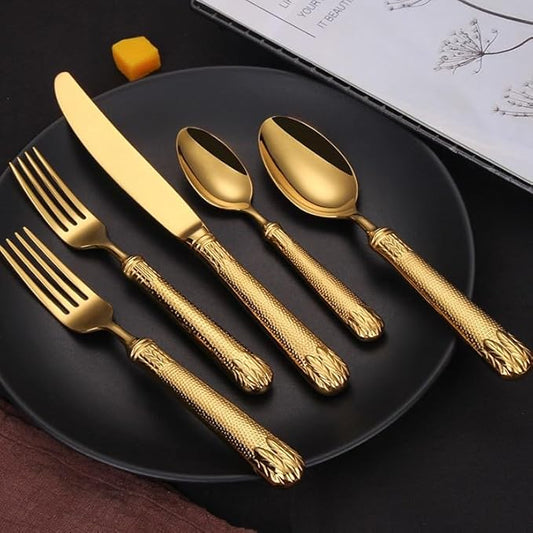 20-Piece Gold Silverware Set, Premium 18/10 Stainless Steel Flatware Set for 4, Mirror Polished Gold Cutlery, Dishwasher Safe Modern Tableware