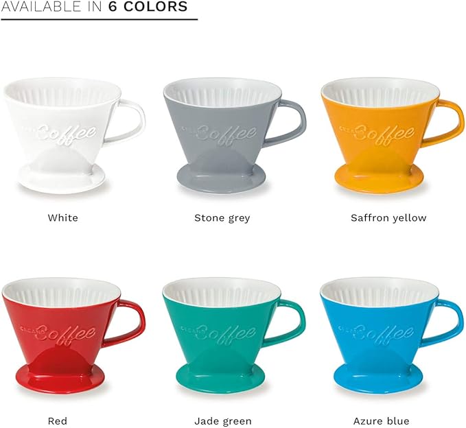 Creano XXL Porcelain Coffee Dripper Stone Grey - Ceramic Cone Brewer - Pour Over Coffee Maker - Filter Size 4 - huge and heavy quality 800gr/28oz - 6 Colours availeble