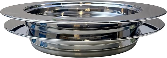 Polished Steel 2 PCS Communion Bread Plate with Cover for Churches,Stackable Communion Bread Tray Plates with Lid, 2 Stacking Communion Plate & 1 Bread Plate Lid