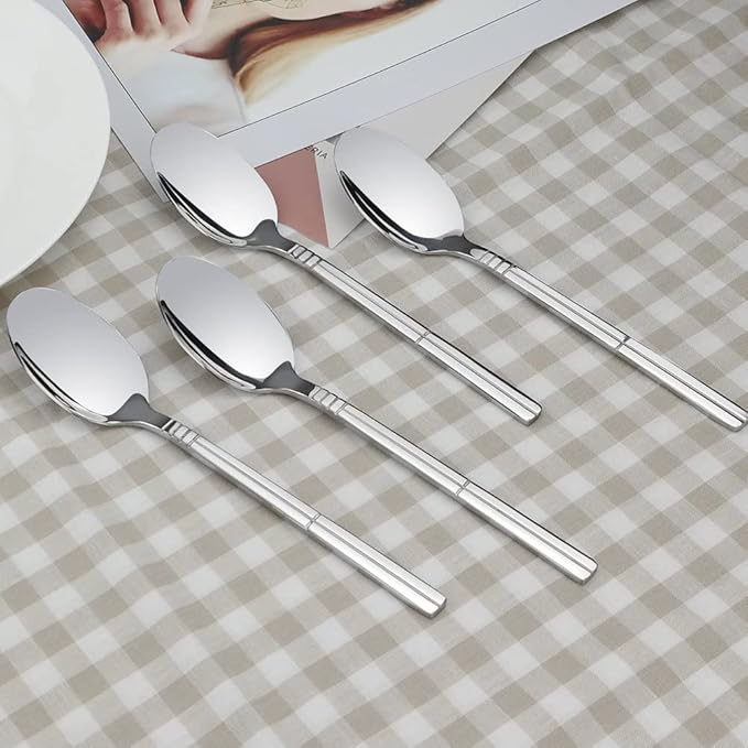 Saedy Stainless Steel Dessert Spoons, 6.7 Inches, 12 Piece Small Spoons for Dessert