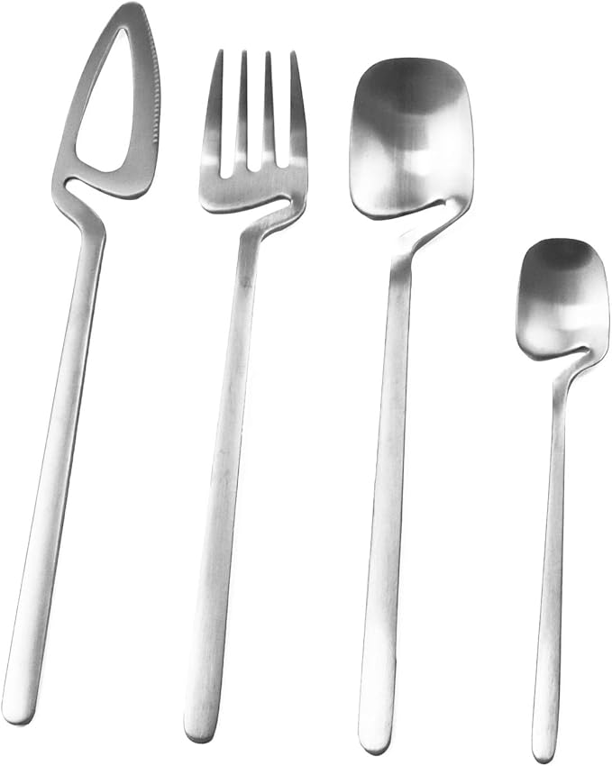 24pcs Silver Dinnerware Set 304 Stainless Steel Cutlery Matte Forks Spoons Knives Flatware Set Dinner Silverware Set