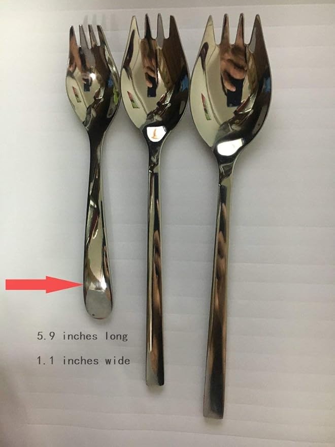 6-Pack Mini Stainless Steel Sporks, Back to school lunch supplies Fruit Appetizer Dessert Salad Flatware Set, 5.9-Inch Long(S)