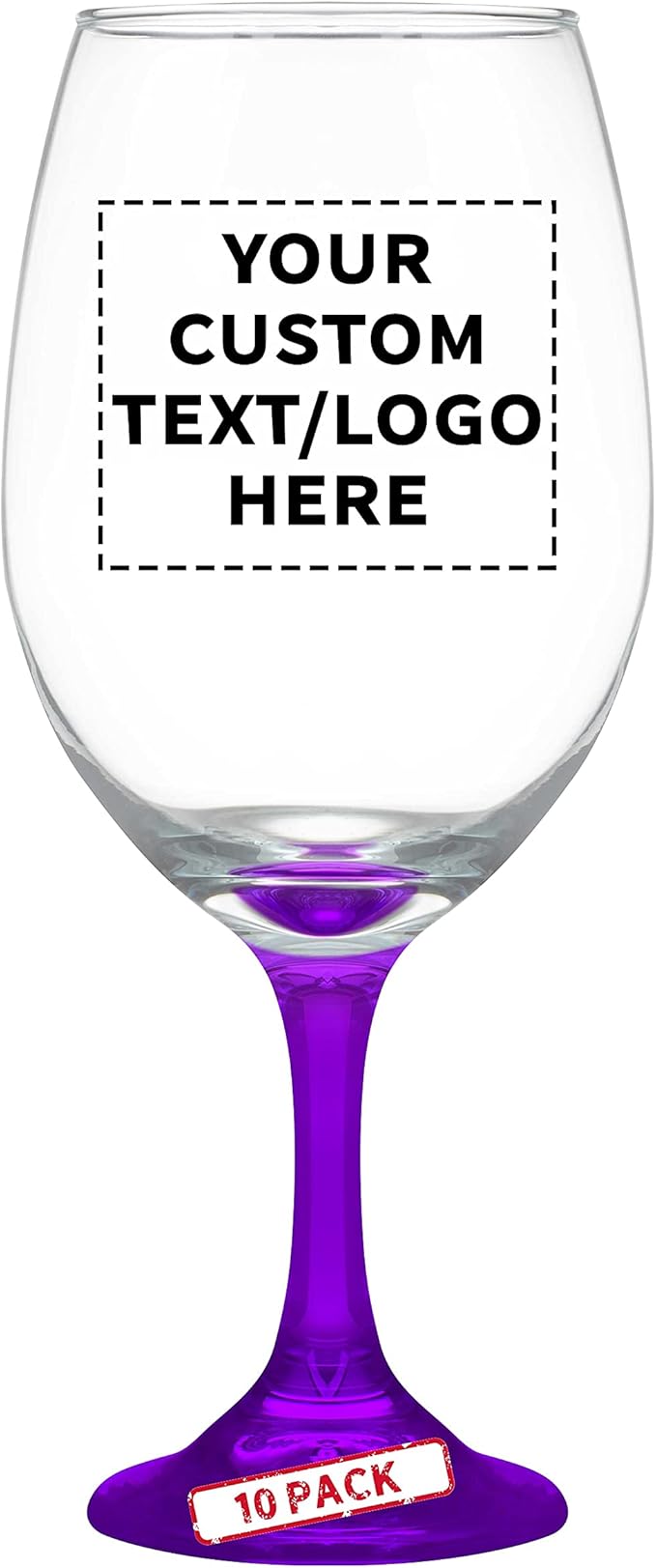 Custom Rioja Grand Wine Glasses 20.75 oz. Set of 10, Personalized Bulk Pack - Perfect for Hotel, Bar, Restaurant or Lounge - Purple